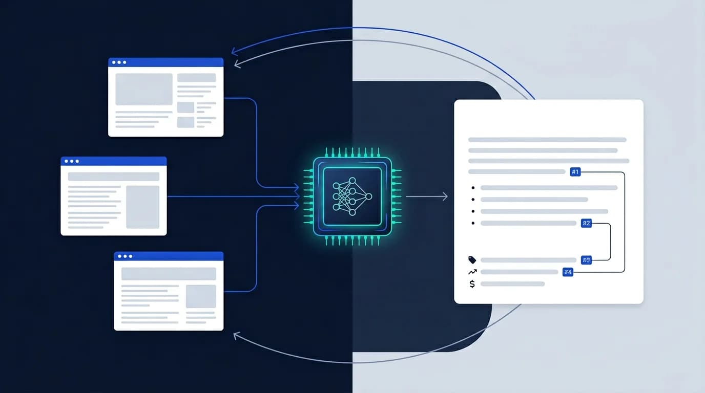 AI Overviews and zero-click visibility architecture showing source routes, citation paths, and answer-engine inclusion logic.