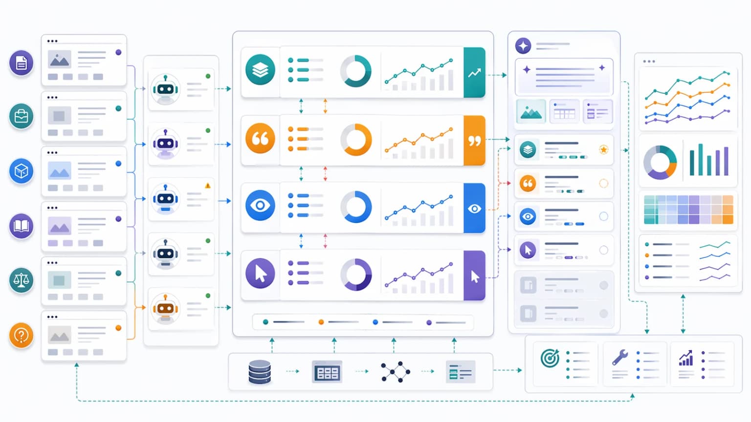 Measurement model board separating citation presence, source inclusion, zero-click exposure, and click traffic signals.