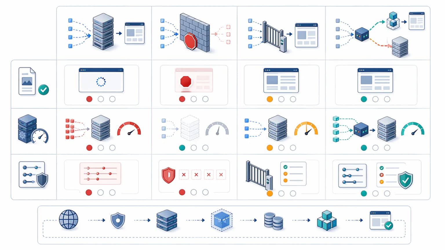 Automation handling matrix comparing direct origin serving, aggressive blocking, static allowlists, and classified prerender offload.