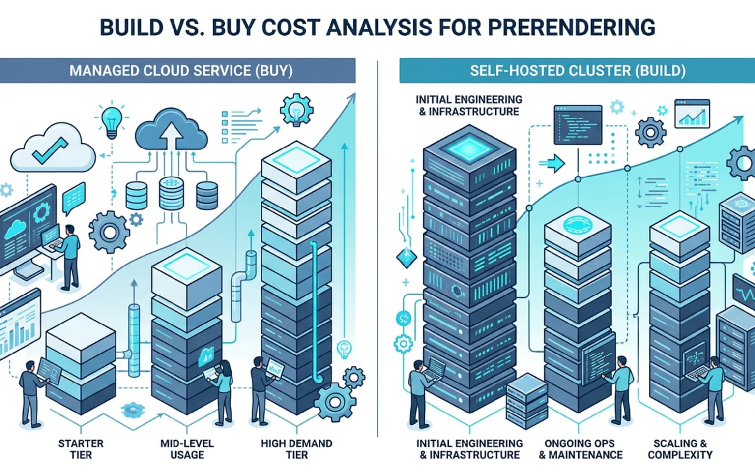 Build vs buy prerendering cost analysis comparing managed services and self-hosted clusters.