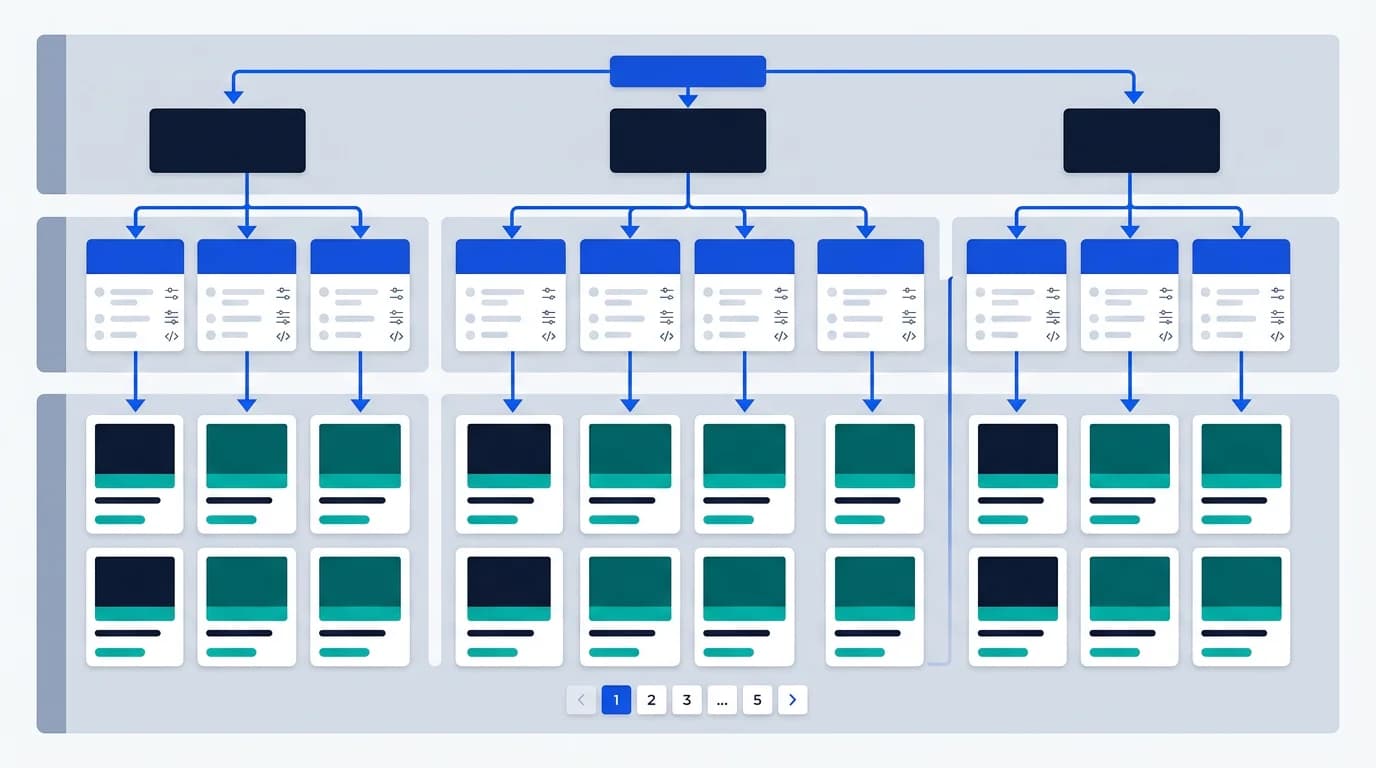 Ecommerce category page SEO at scale with listing architecture, facet policy, pagination, and crawl-friendly category templates.
