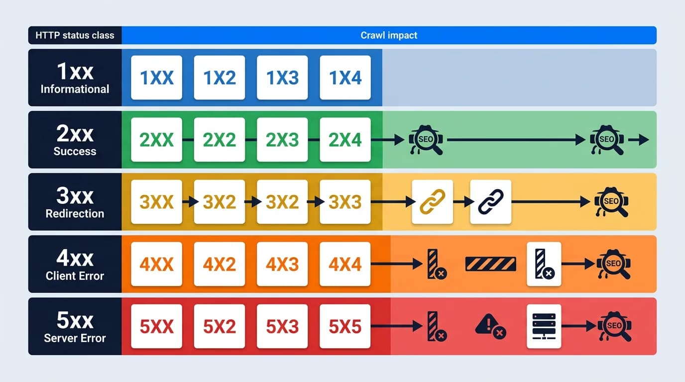 HTTP status code guide for SEO, crawlers, redirects, and indexation control.