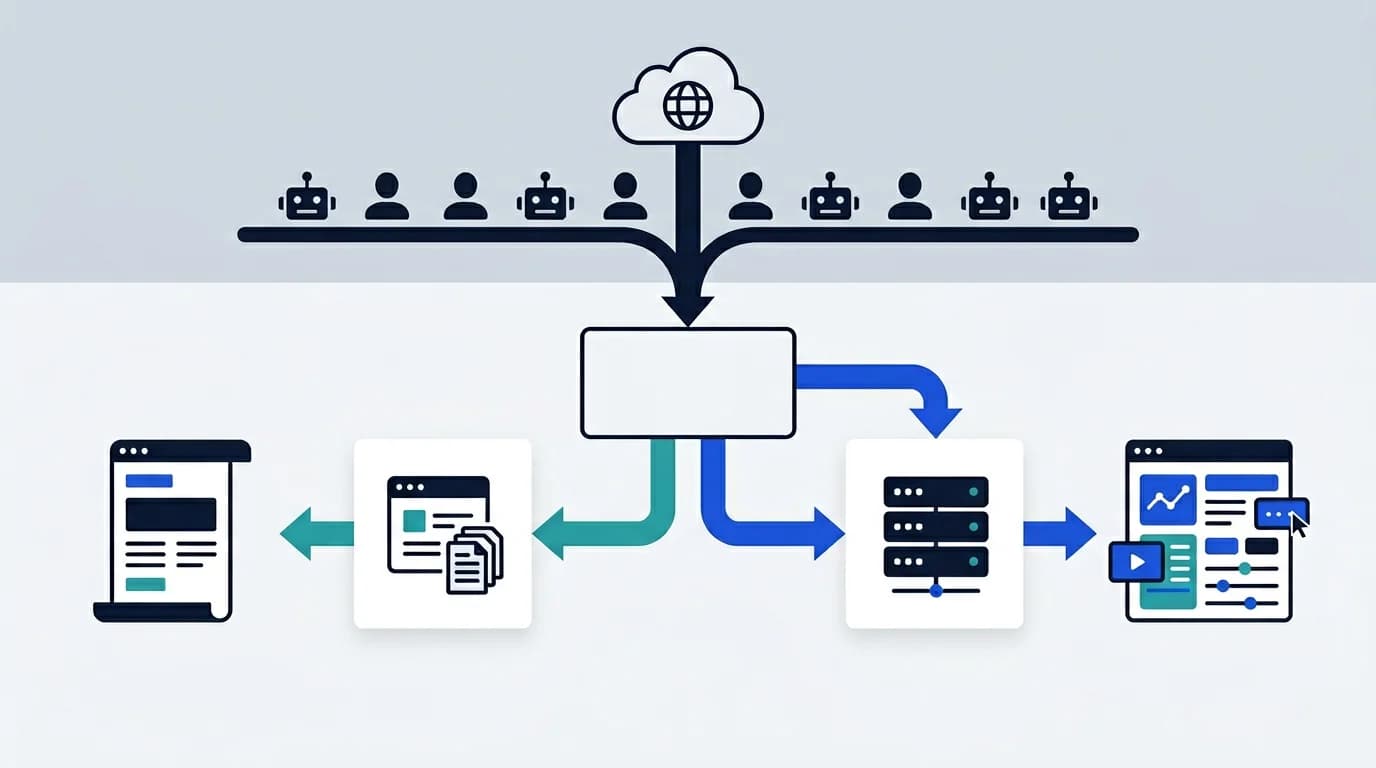 Redirecting verified bot traffic to prerendering through reverse-proxy routing.
