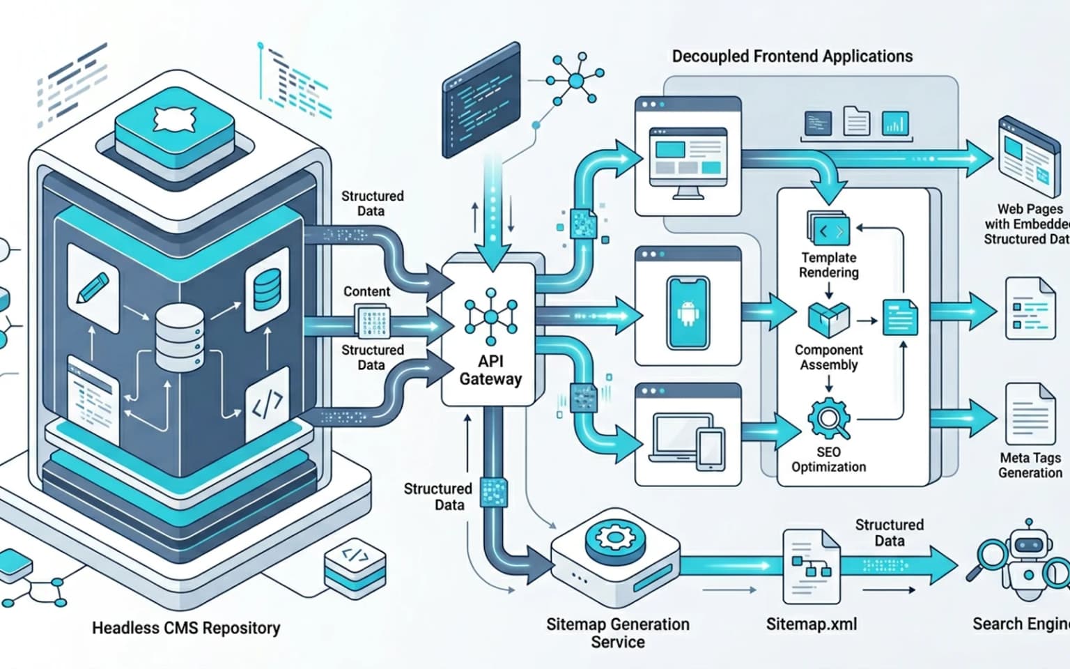 Technical SEO for headless CMS architectures across content modeling, rendering pipelines, sitemap generation, and editorial workflow.