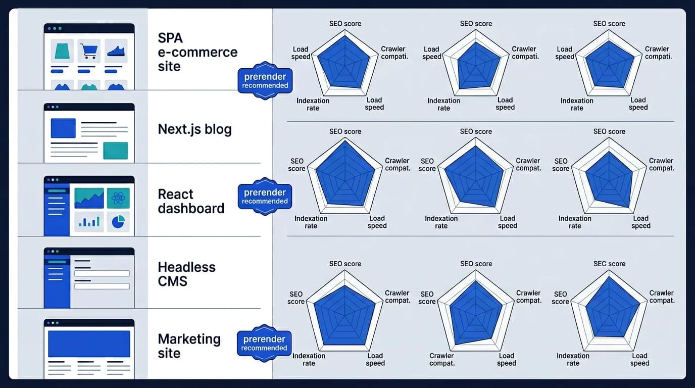 Technical overview of websites that benefit from a prerendering service.