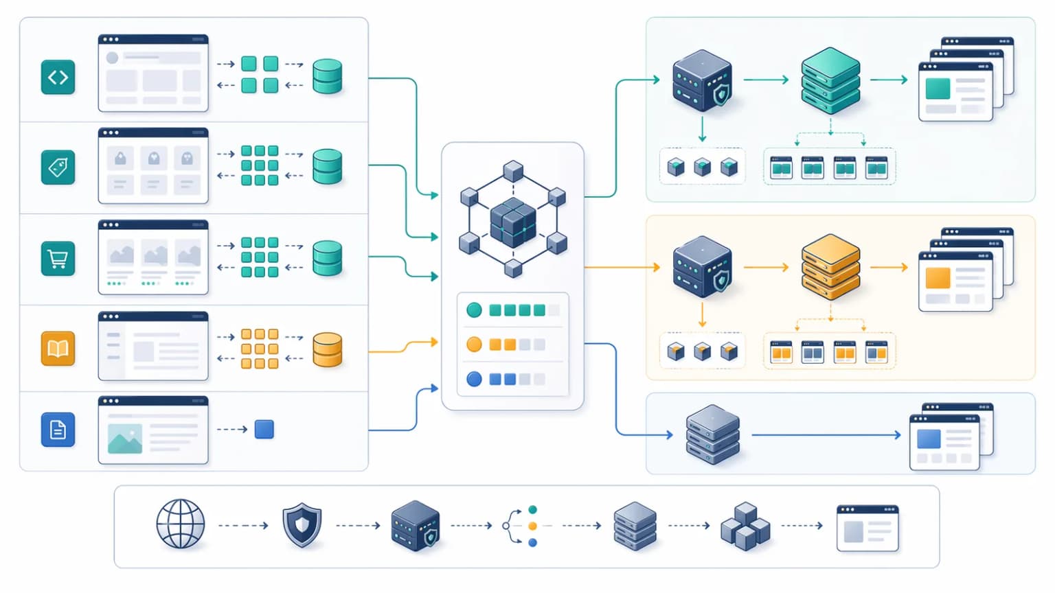 Website eligibility architecture showing JavaScript-heavy route families, dynamic templates, static pages, and prerender delivery candidates.